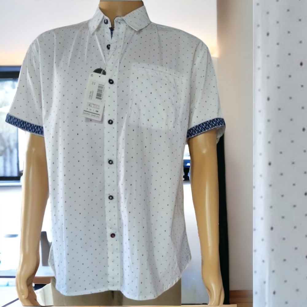 NWT LEVEL TEN Mens Modern Short Sleeve Button Up Size XL